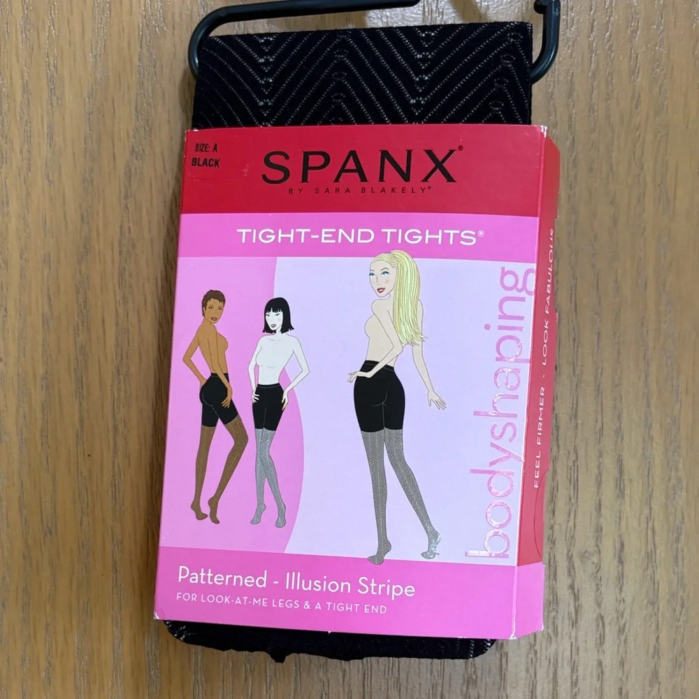 SPANX size A Black Illusion Stripe Tights